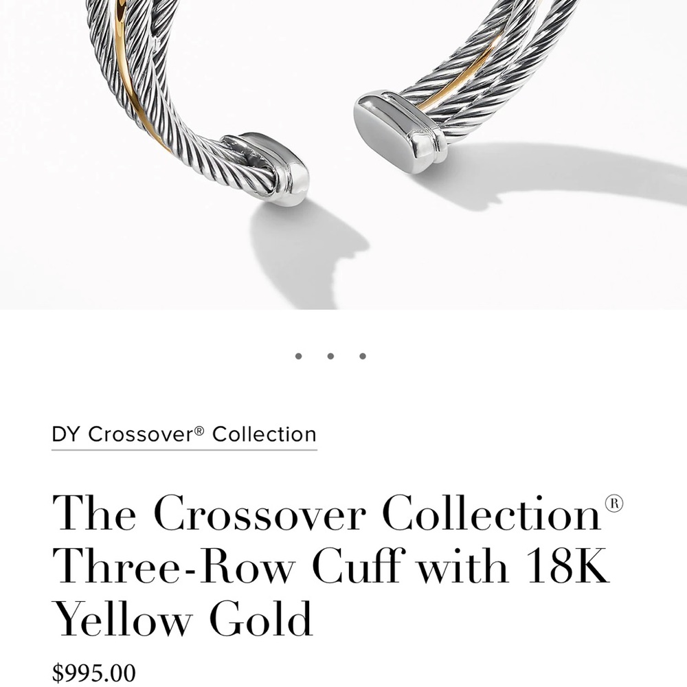 David Yurman The Crossover Collection Three-Row Cuff with 18K Yellow Gold